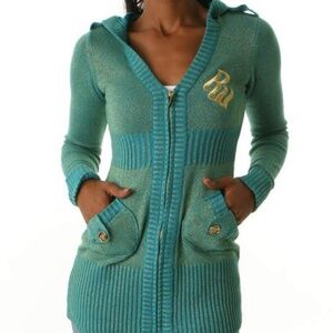 Rocawear Y2K Vintage Tuni Logo Glitter  Hoodie Sweater Green Gold  L